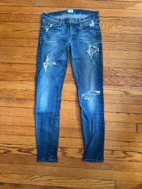 Hudson Jeans Krista’s Super Skinny Distressed Blue Denim